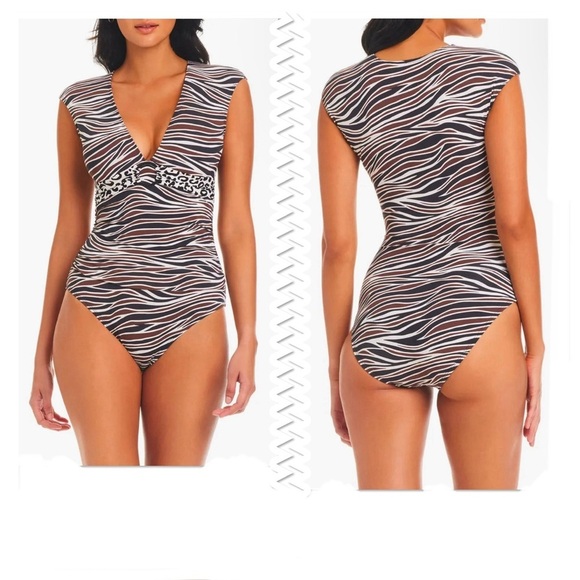 Bleu Rod Beattie Animal Instinct Cap Sleeve One-Piece Swimsuit Size 20W - Picture 1 of 7